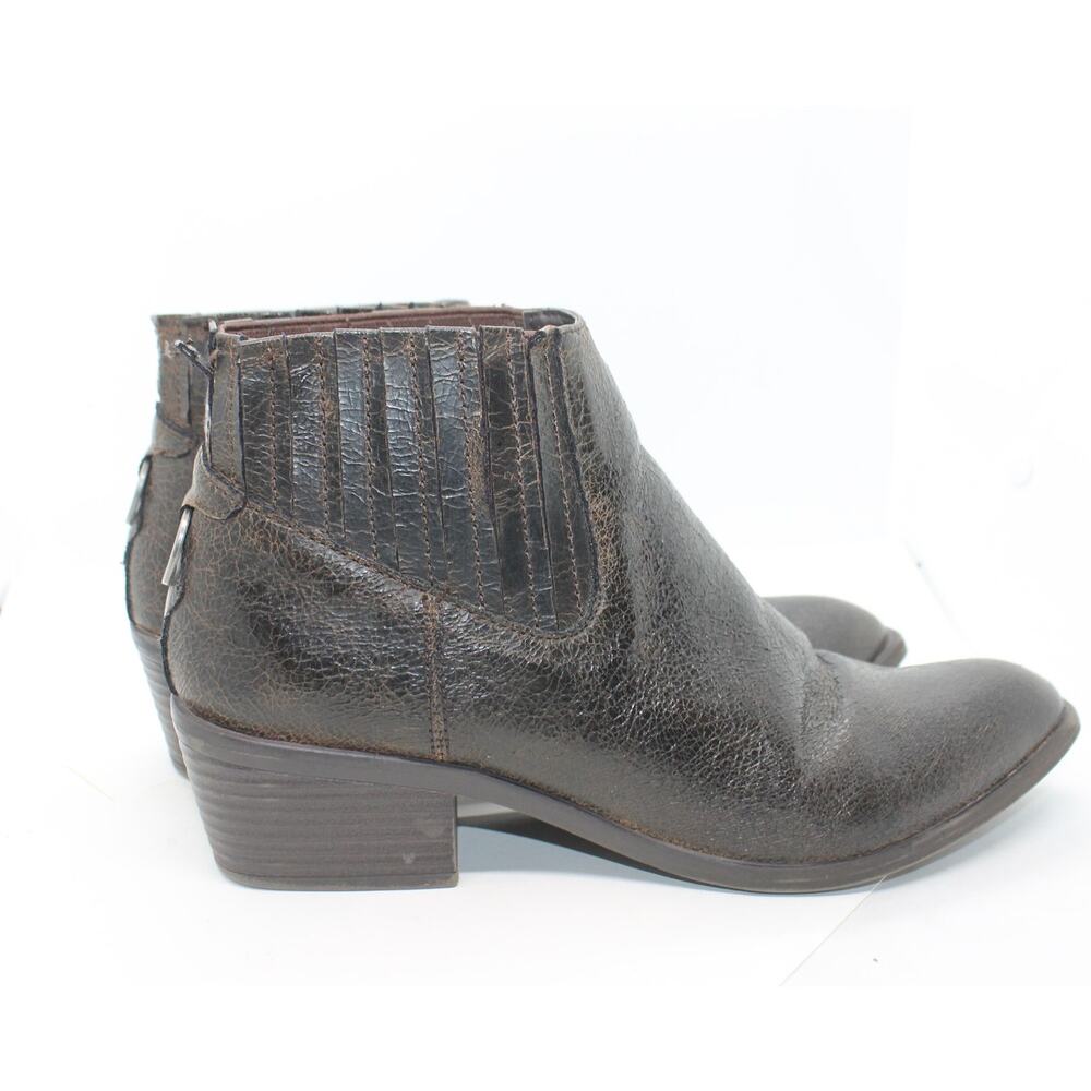 Dolce Vita Brown Crackled Distressed Vegan Leather Ankle Knock Boots sz 9